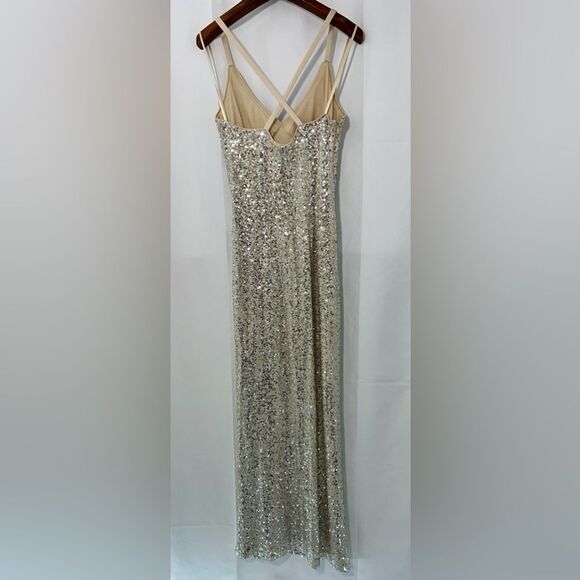 ELIZA J sequin ruched high slit mermaid DRESS 4 - Picture 3 of 6
